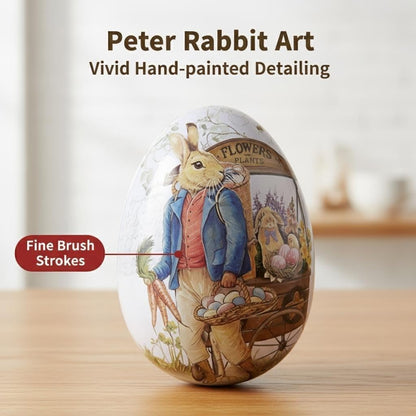 Small Easter Egg Shaped Tin - 2.5" Pocket-Sized Bunny Metal Egg, Mini Portable Pill & Trinket Case, Adorable Easter Party Favor