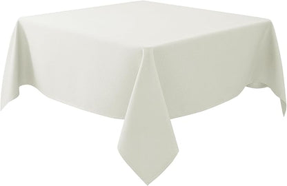 Biscaynebay Textured Fabric Square Tablecloths 70x70 Inches, Ivory Water Resistant Card Table Cloth Folding Table Cover for Dining, Kitchen, Wedding and Parties etc. Machine Washable