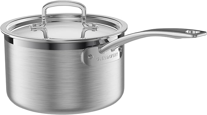Tri-Ply Stainless Steel Sauce Pan with Lid, 3-Quart Saucepan Sauce Pot Multipurpose Use for Home Kitchen or Restaurant - Kitchen Cookware, Induction Pot, Dishwasher Safe & Oven Safe