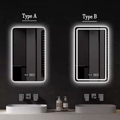 Bathroom Mirror with LED Lights, Backlit Illuminated Bathroom Mirror Wall Mounted Multifunction Vanity Mirror with 3 LED Light Color Dimmable and Demister Pad,(B,H50*W70CM/H19.6*W27.5IN)