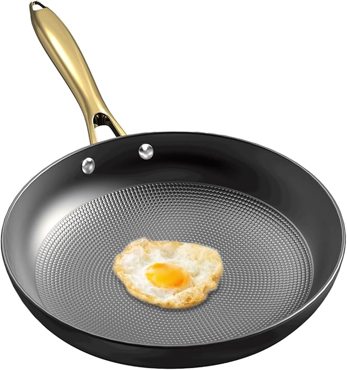Non Stick Frying Pans – 10 Inch Honeycomb Skillet with Stay-Cool Stainless Steel Handle, Scratch Resistant, Induction Compatible Nonstick Frying Pan for Gas, Electric, Ceramic, Oven & Dishwasher Safe