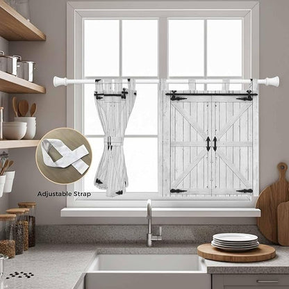 Farmhouse Wood Grain Kitchen Curtains 36 Inch Length, Small Window Curtains Tab Top, Vintage Country Barn Gate Grey Light Filtering Short Window Treatments Tier Drapes 27.5"x36" 2 Panel