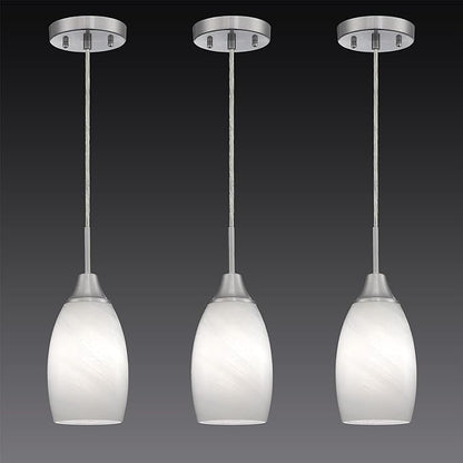 Mini Glass Pendant Light 4.72" White Glass Pendant Lights 3-Pack Handblown White Art Oval Glass Hanging Pendant Light for Kitchen Island Dining Room Living Foyer Hallway Entry