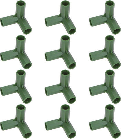 4 Pcs 11mm Greenhouse Frame Building Connectors, 3 Way Right Angle Pipe Fitting for Grape Trellis/Sunscreen Shed/Gardening Plant Stakes, Greenhouse Accessories [Green]