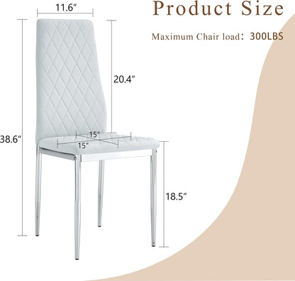 Dining Chairs Set of 6, Gray PU Leather, High Back, Silver Legs | Modern upholstered high-back kitchen chairs with padded seats for dining rooms, restaurants, apartments