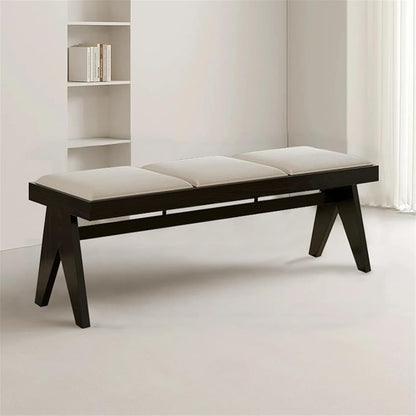 Modern Retro Wooden Upholstered Dining Table Cloakroom Shoe-Changing Stool Bedroom Bed-end Entryway(XL)