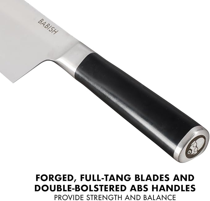 Babish High-Carbon 1.4116 German Steel 14 Piece Full Tang Forged Kitchen Knife Set W/Sheaths