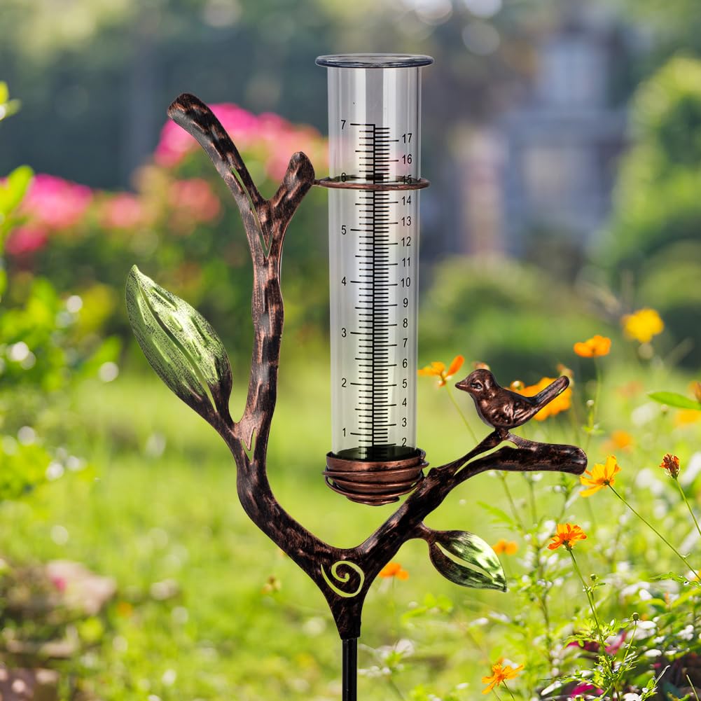 viterlight Rain Gauge Outdoor, Metal Rain Gauge with Stake