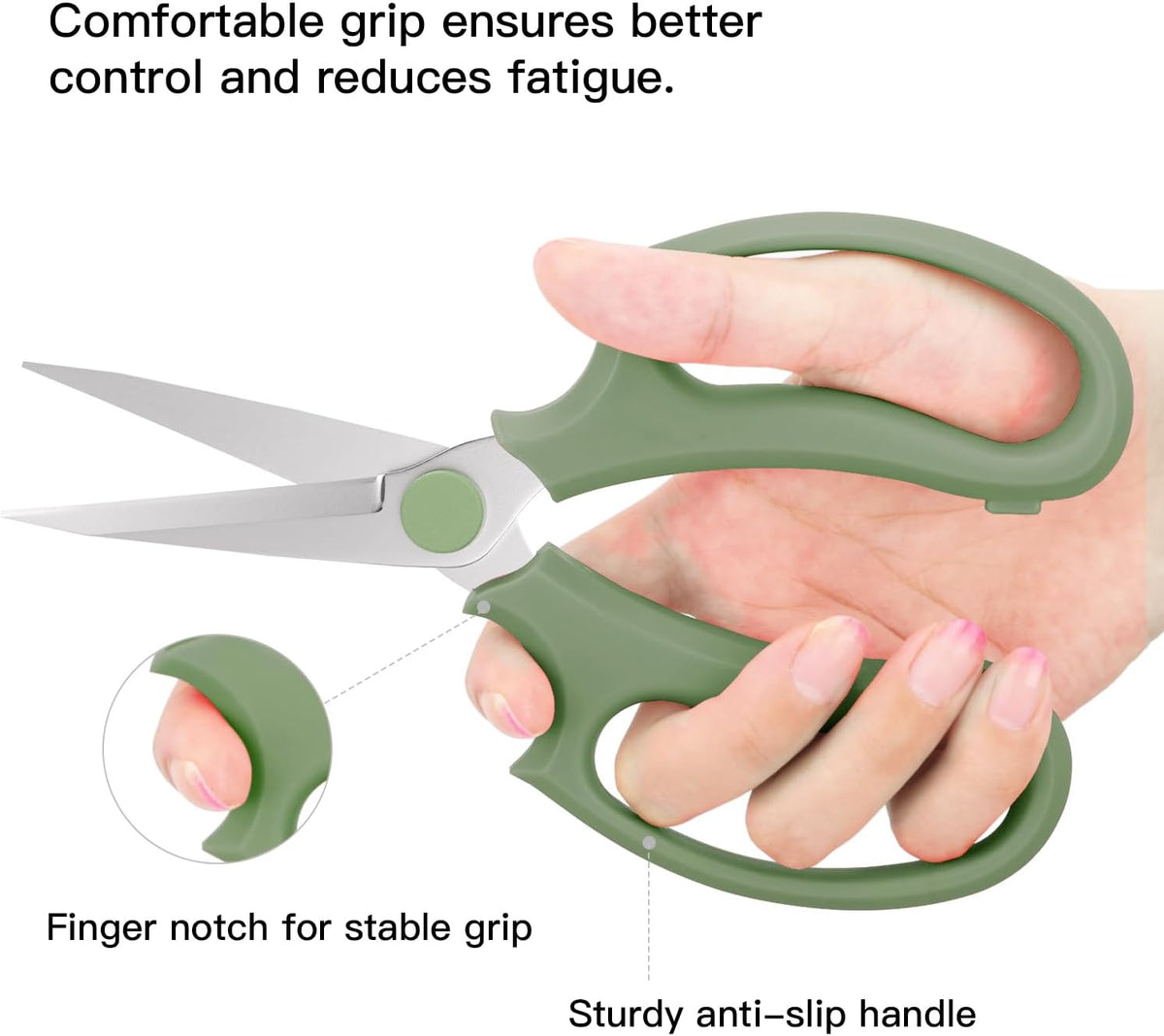 Housolution Flower Scissors, Strong Floral Shears, Premium Steel Pointed Garden Pruning Shears Floral Fruits Leaf Scissors Hand Pruner Snip Trimming Tool for Gardening Flower Arrangement,Avocado Green