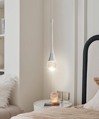 Single Head Silver Bubble Crystal Chandelier Beside Pendant Light Kitchen Island Dining Foyer Entrance Chandeliers Modern LED Dimmable 3000-6000k…