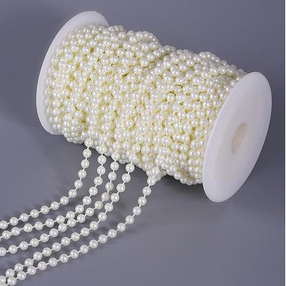 27 Yards/82 Feet Pearl Garland Craft String Pearls, Faux Pearl for Wedding Party Decoration, Christmas Tree Decorations and DIY Crafts (Ivory, 6 mm 82 Feet)
