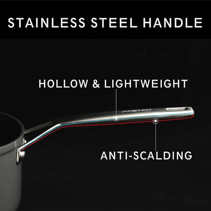 MSMK 1.5 Quart Saucepan with lid, Burnt also Non stick, Induction, Scratch-resistant, Small Cooking Pot