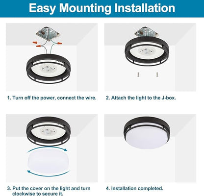 2Pack LED Flush Mount Ceiling Light Fixture 13" 20W, 3000/4000/5000K Color Adjustable, Dimmable Ceiling Lamp for Kitchen, Hallway, Stairwell, Oil Rubbed Bronze, ETL