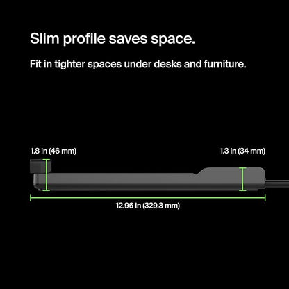 Belkin 12-Outlet Surge Protector Power Strip w/ 12 AC Outlets & 8ft Flat Plug, UL-listed Heavy-Duty Extension Cord for Home, Office, Travel, Computer, Laptop, Charger - 3,940 Joules of Protection