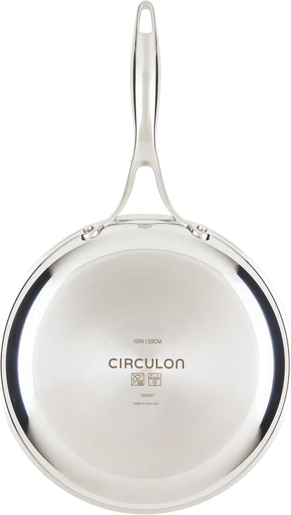 Circulon C1 Series Clad Stainless Steel with ScratchDefense Technology Cookware Nonstick Induction Frying Pans/Skillets, Metal Utensil Safe, 8.5 Inch and 10 Inch, Polished Stainless Steel