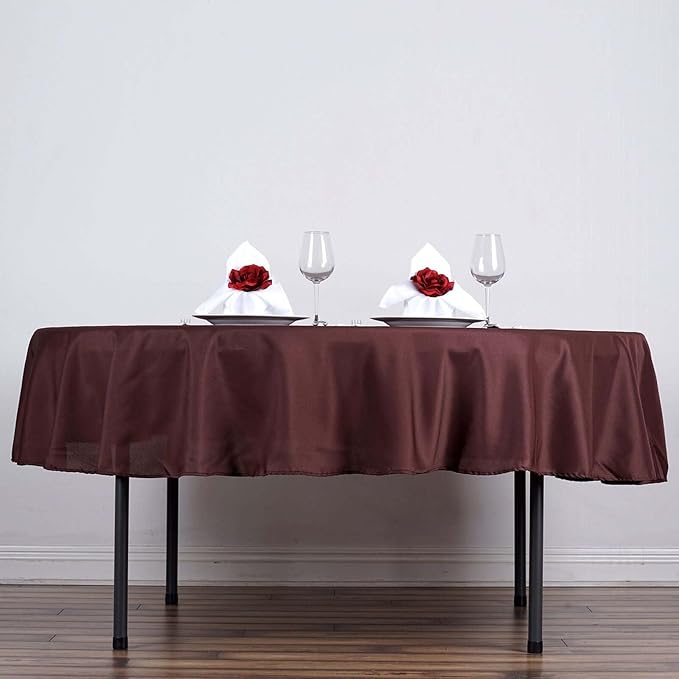 Efavormart Round Tablecloth, 70 Inch Stain & Wrinkle Resistant Washable Table Cloth, Decorative Polyester Fabric Table Cover for Banquet, Wedding, Dining- Chocolate