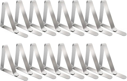 TriPole Tablecloth Clips 16 Pack Large Picnic Table Cover Clips Stainless Steel Tablecloth Clamps for Outdoor Home Kitchen Restaurant Wedding Party, Fit for 1.7”-2.75” Thick Folding Wooden Tables