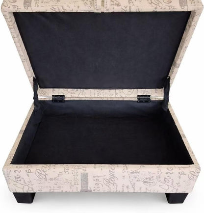 Linen Upholstered Storage Ottoman