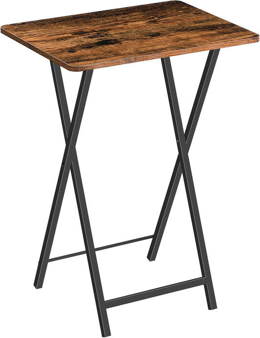 HOOBRO Folding TV Tray Table, TV Tray, Snack Table for Small Space, Dining Tray for Eating at Couch and Bed, Easy Assembly, Space Saving, Stable and Durable, Rustic Brown and Black BF20BZ01
