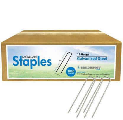 Sandbaggy Galvanized Anchor Pin Landscape Staples - 1000 Pack 6 Inch Length - Trusted by Farmers & Contractors Across The USA