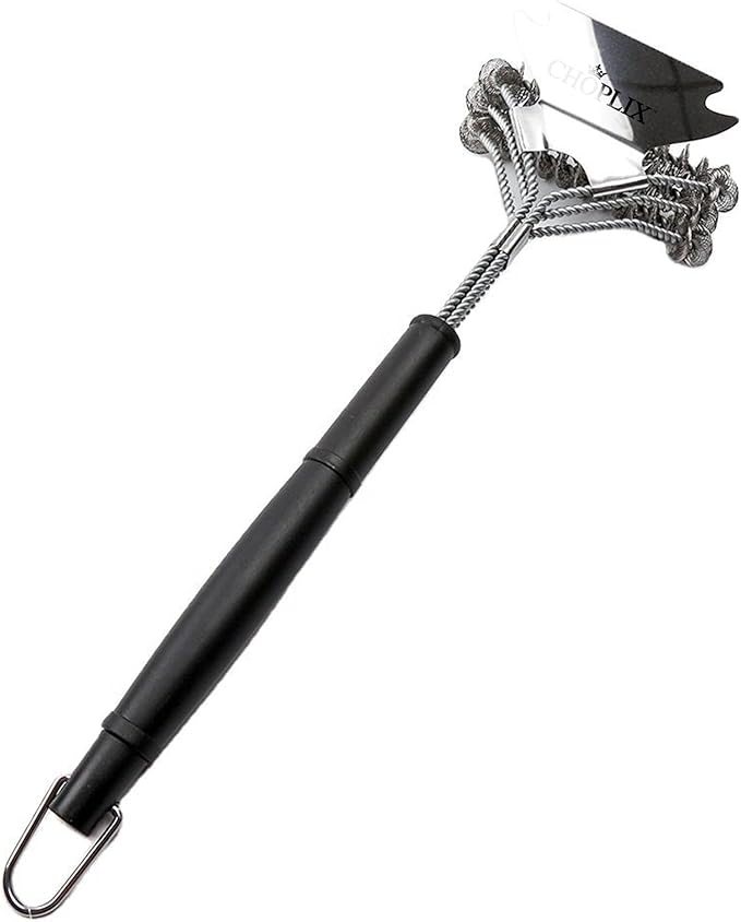 GlistenPro Bristle-Free BBQ Grill Brush with Scraper – Durable Stainless Steel Cleaning Tool for Gas & Smoker Grills – 18" Ergonomic Handle for Easy Grill - Ideal for Outdoor, Camping & BBQ Cleaning