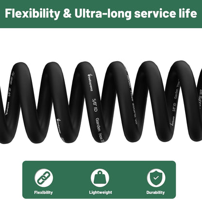 Short Garden Hose 5 ft x 5/8" Female to Female, Heavy Duty Small Water Hose Extend Connector, Leak-Free Connections Hybrid Rubber Leader Hose with 3/4" Double GHT Fittings, Black