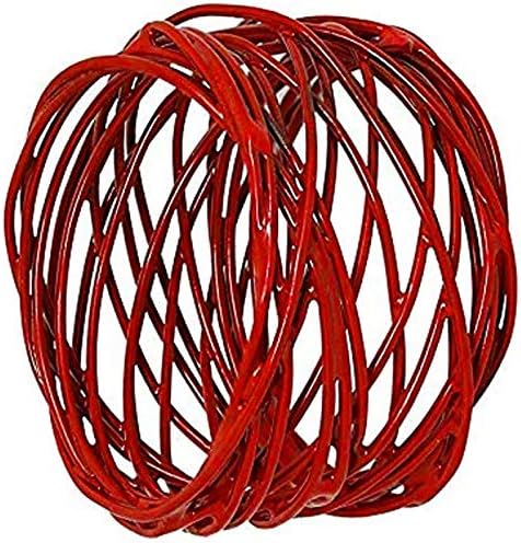 Handmade Round Red Mesh Napkin Rings Set of 12 Holder for Dinning Table Parties Everyday, Dia: 2 Inch