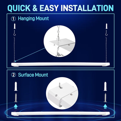 hykolity 1 Pack 4FT Linkable LED Shop Light for Garage, 6500lm, 4FT 60W Utility Light Fixture, 5000K Daylight LED Workbench Light with Plug, Hanging or Surface Mount, White - ETL
