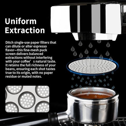 watchget 51mm Espresso Puck Screen Reusable Mesh Coffee Filter 0.8mm Thickness Puck Screen Stainless Steel Lower Shower Screen for 51mm Protafilter Basket