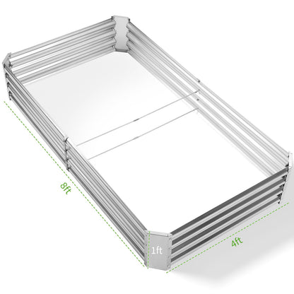 Land Guard 3 Pack 8×4×1ft Galvanized Metal Raised Garden Bed, Metal Planter Kit Box Outdoor for Deep-Rooted Vegetables, Flowers, Green and Herbs, Silver