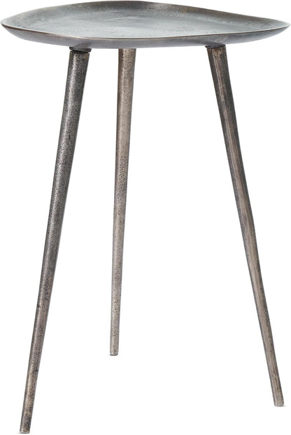 Convenience Concepts Bali Metal Tall End Table 16" - Tall Modern Artisan Handcrafted Living Room Table, Unique Cast Metal Family Room Side Table, Bohemian Cocktail Style, Antique Silver