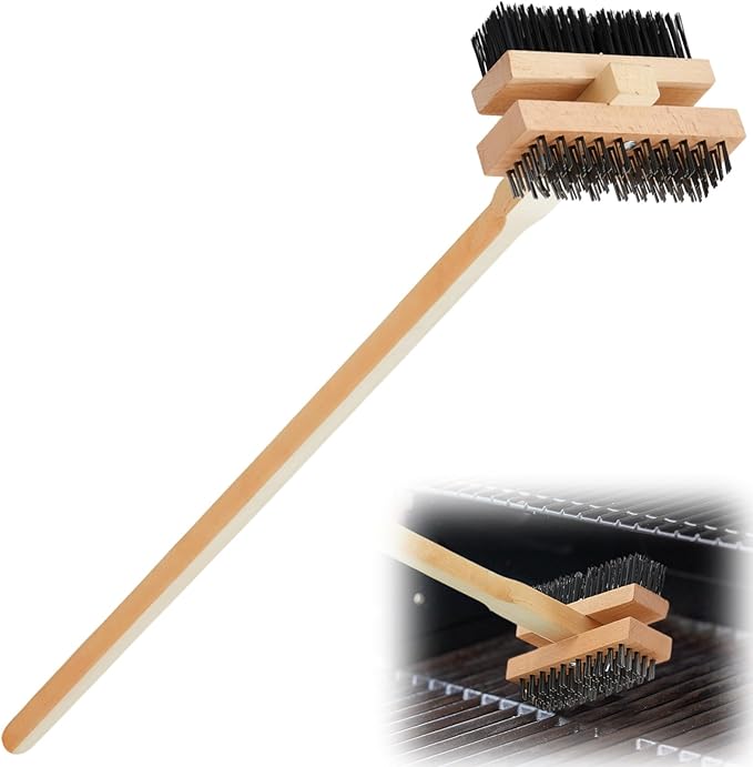 1 Pack Stainless Steel Grill Brush 48 Inch Large Double Ended Grill Brush with Long Handle for Commercial BBQs Outdoor Good Picnic Restaurant Kitchens Dealing with Grease Residue and Buildup