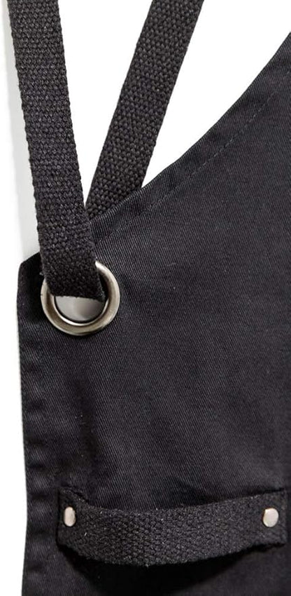 JayCee Apron for BBQ, Grill, Chef, Hobby and Workshop, 5 Pockets, Cross-Back, 2 Tool/Towel Loops, 10 oz Cotton, Great Gift