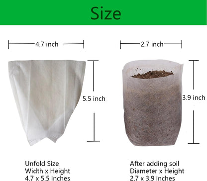 gardtree Plant Nursery Bags 4.7 * 5.5 inches 200PCS, Non-Woven Plant Grow Bags Fabric Seedling Starter for Vegetable Flower Fruit Saplings Tree, Home Garden Supply
