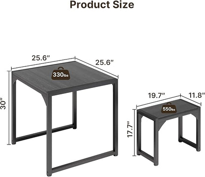 Gizoon Dining Table Set for 2, Kitchen Table Set for 2 with Steel Frame, Kitchen Table with 2 Benches for Small Space, Space Saving Design for Restaurant, Living Room, Black
