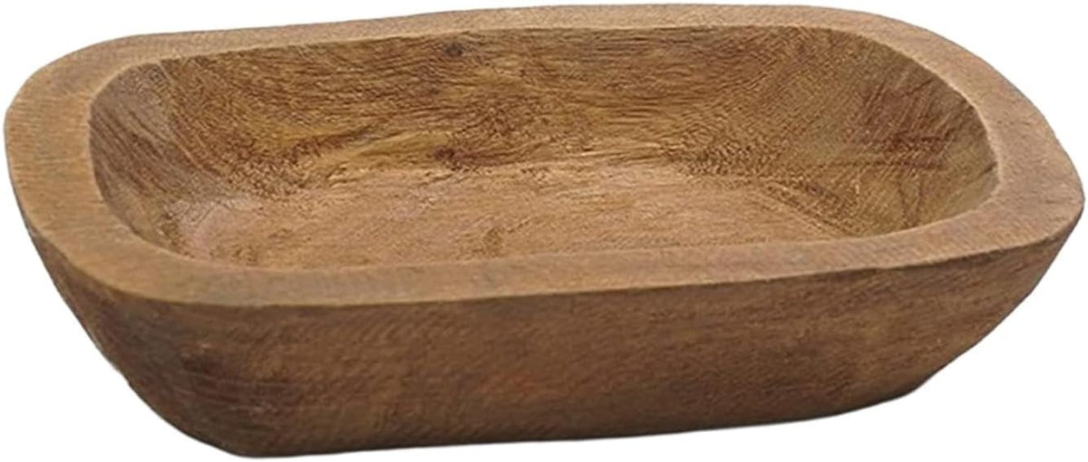Bowl for Candle Making Hand Carved Wooden 9.8 x 5.9 inch Rustic Decorative for Bread Making Dining Room Home Decoration