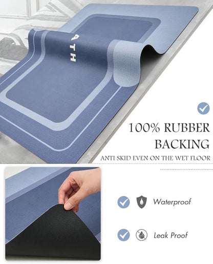 Bath Mat-Bath Mat Rug Non Slip Super Absorbent Stain Resistant Quick Dry Thin Bathroom Rug-Bath Mats for Bathroom Floor Bathtub Vanity-Bathmat Bath Rug Easy Care-17"x35",Navy
