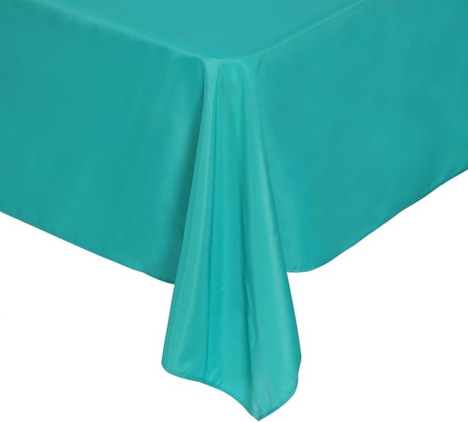 Rectangle Tablecloth 90x156 inch Washable Polyester Fabric Table Cloth for Wedding Party Dining Banquet Decoration（90x156, Turquoise）