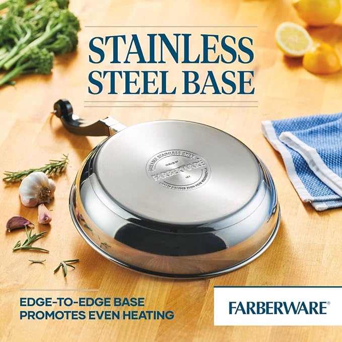 Farberware Classic Stainless Steel Cookware Pots and Pans Set, 15-Piece,50049,Silver
