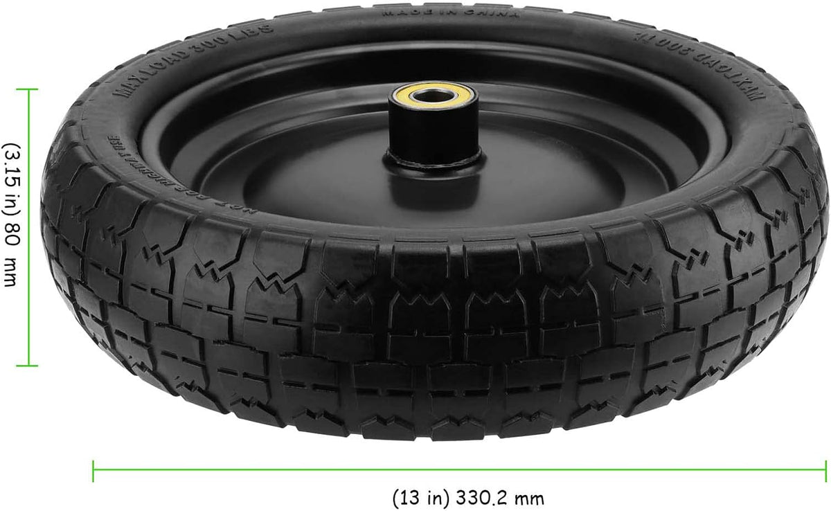 2 Pack 13 Inch Flat-Free Tires for Gorilla Cart, Heavy Duty Solid Replacement Wheels With 5/8 Inch Bearings for Wheelbarrow, Trolleys, Hand Trucks, Utility Carts