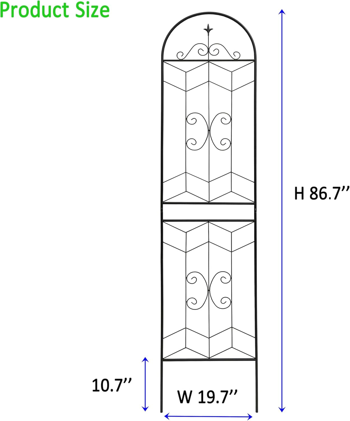 4 Pack 87x20in Garden Trellises with Black Metal Coating, Trellis for Climbing Plants Outdoor, Roses, Vines, Flowers, and Vegetables.