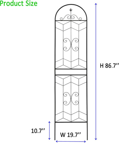 4 Pack 87x20in Garden Trellises with Black Metal Coating, Trellis for Climbing Plants Outdoor, Roses, Vines, Flowers, and Vegetables.