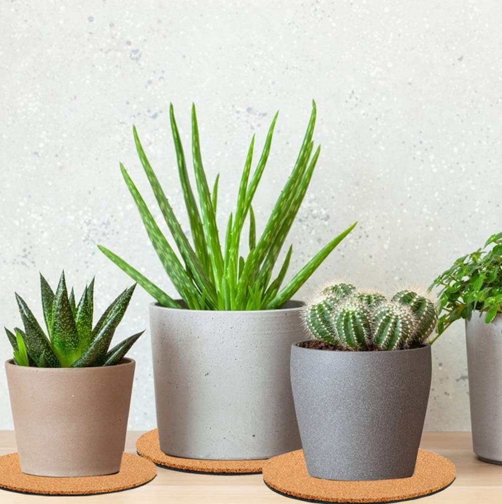 4 Pieces 2 Sizes Cork Plant Coasters, 4/6 Inch Cork Plant Mats, Cork Coaster for Planters, Plant Coasters for House Plants Indoors (Nude & Black)