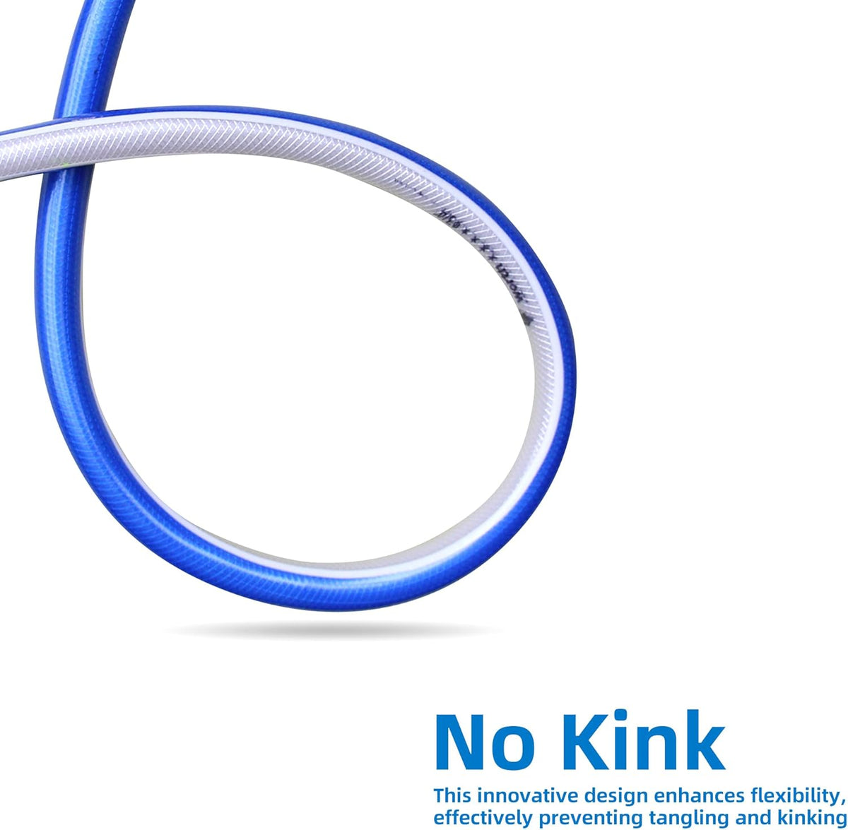 Solution4Patio Blue Garden Hose 3/4 in. x 25 ft. -Heavy Duty Durable Flexible Lightweight Water Pipe -Brass Aluminum Ends for Household & Commercial Use -Kink Free, No Leaking, Male/Female Fittings