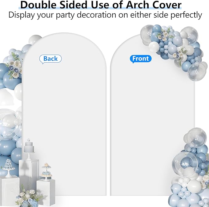 Hemmotop 6.6 ft White Arch Backdrop Cover (No Arch Stand), Spandex Arch Covers Stretchy Backdrop for Party, Wedding, Birthday, Baby Shower, Non-See Through, Reusable for Balloon Arches