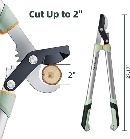 PrunePro Loppers for Tree Trimming Branch Cutter Heavy Duty Tree Pruner Rust Resistant Sharp Steel Blade Tree Limb Trimmer