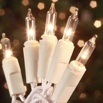 HISHINY Christmas Lights 100 Count Mini Clear Lights 21ft White Wire Christmas Tree String Lights Set for Outdoor Indoor Christmas Decorations Wedding Valentines Day Decor,UL Certified (21feet)