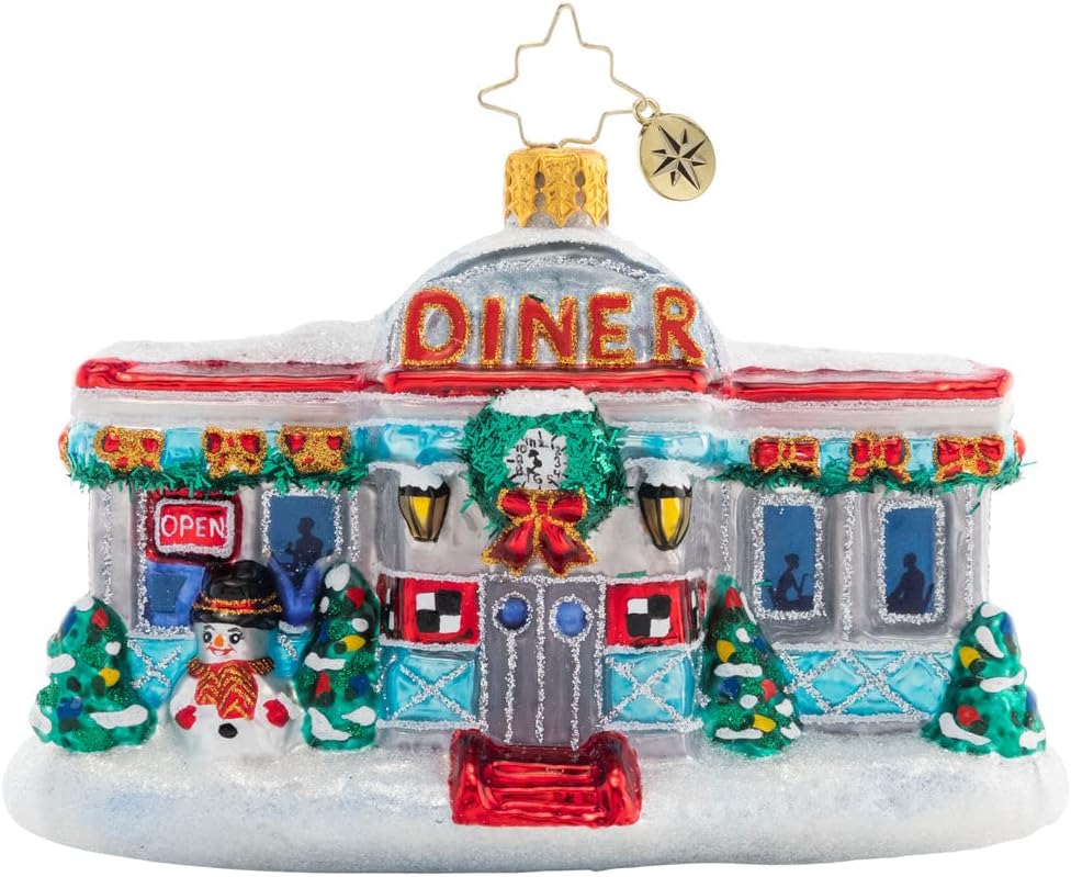 Christopher Radko Hand-Crafted European Glass Christmas Tree Decorative Ornament, Christmas at The Diner