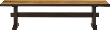 Coaster Home Furnishings - Bexley - 70-Inch Wood Dining Bench - Rustic Farmhouse Trestle Design - Kitchen, Dining Room - Natural Honey & Smoky Black - 110333