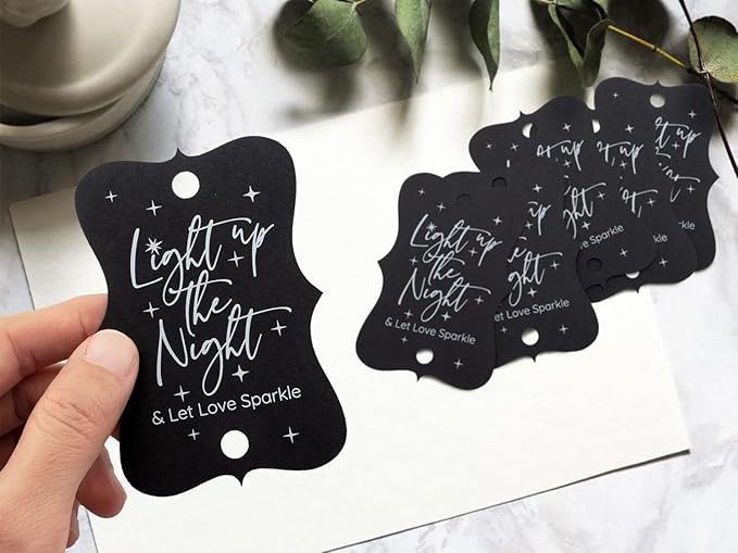 Summer-Ray 50pcs Light up The Night & Let Love Sparkle Wedding Sparkler Tags (Matt Black)